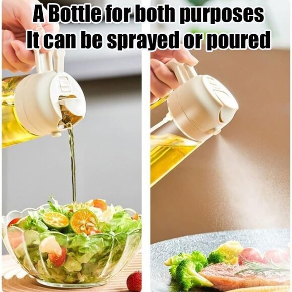 16oz Olive Oil Dispenser Bottle 2 in 1 Sprayer Pourer Glass for Kitchen Cooking - Picture 11 of 11